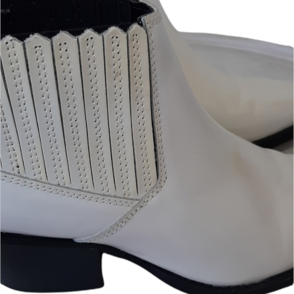 MNG WHITE LEATHER ANKLE BOOTS - Picture 6 of 11